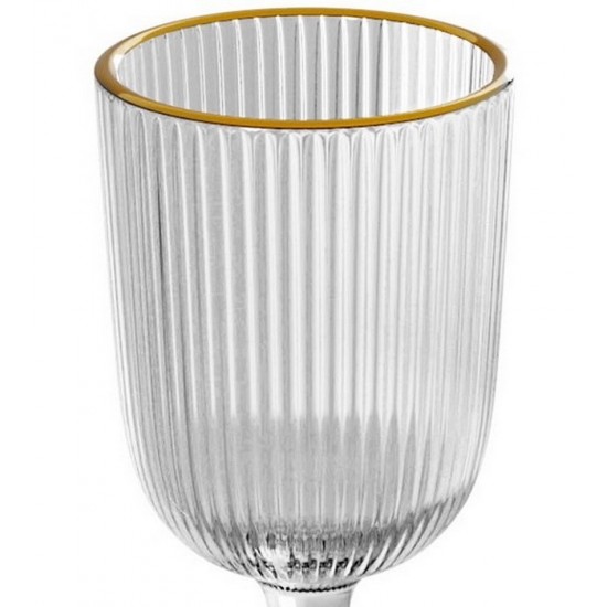 Taça 75ml De Vidro Para Licor Com Fio De Ouro Lines Wolff